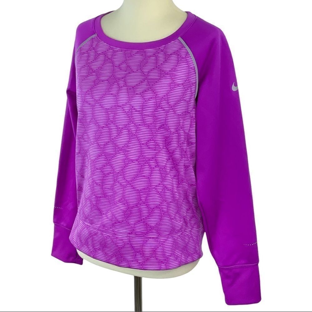 Nike fleece lined purple long sleeve top size Small